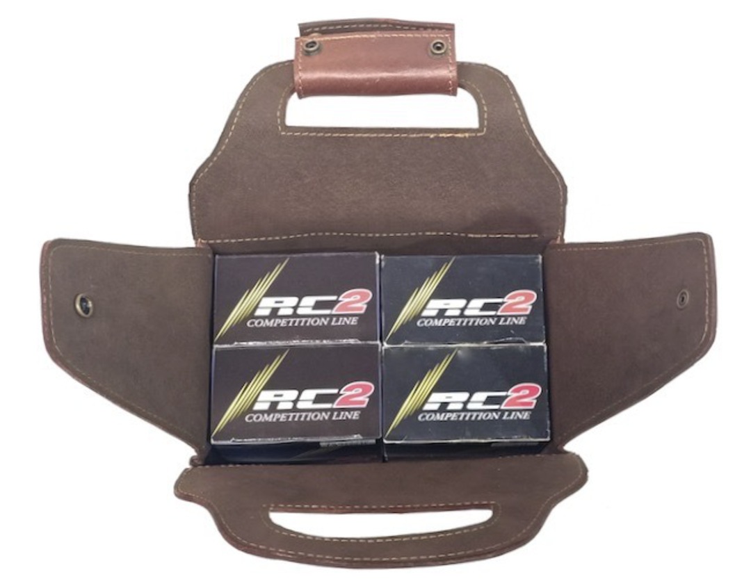 Leather 12ga ammunition box holds 4 pkts of 12ga 100 rounds in total image 2